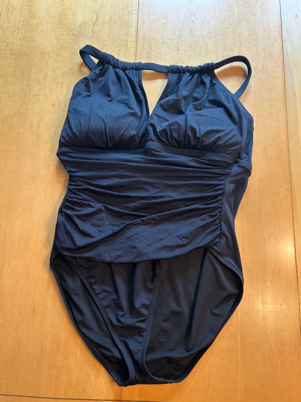Lauren Ralph Lauren Black Ruched One-Piece Swimsuit